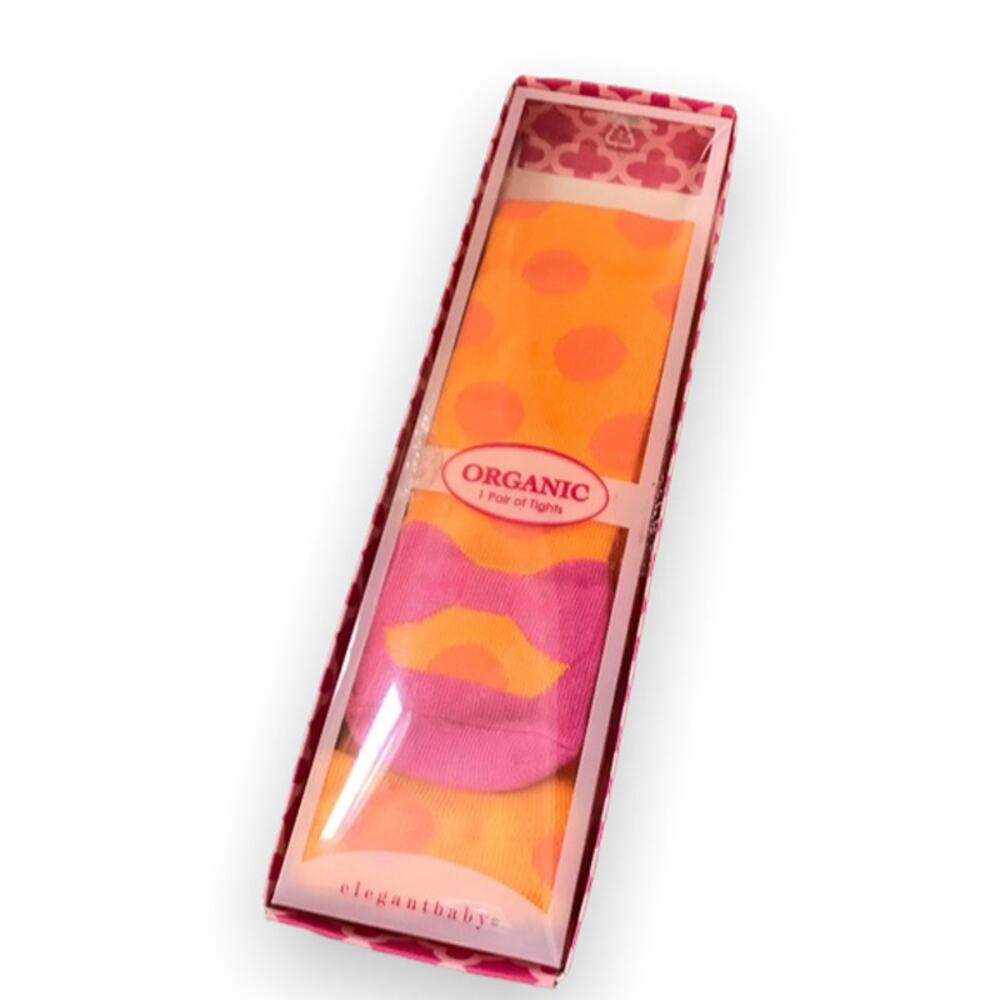 Elegant Baby Orange Pink Tights‎ Mary Jane 0-12 mo NEW NWT Polka Dot Organic